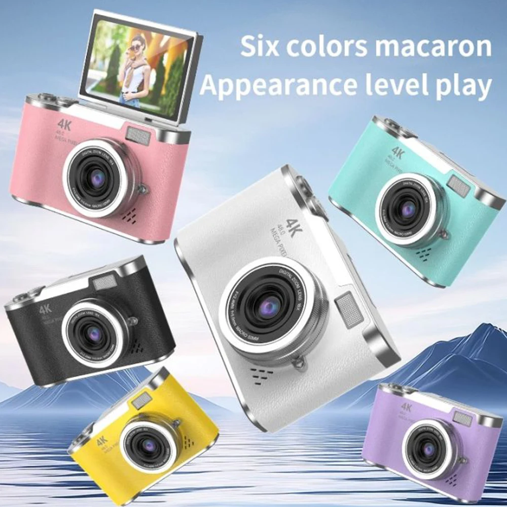 4K Digital Camera 48MP Kid Camera Autofocus Vlogging Camera 2.4inches Flip the screen 180 ° for Kid Travel Selfie Camera