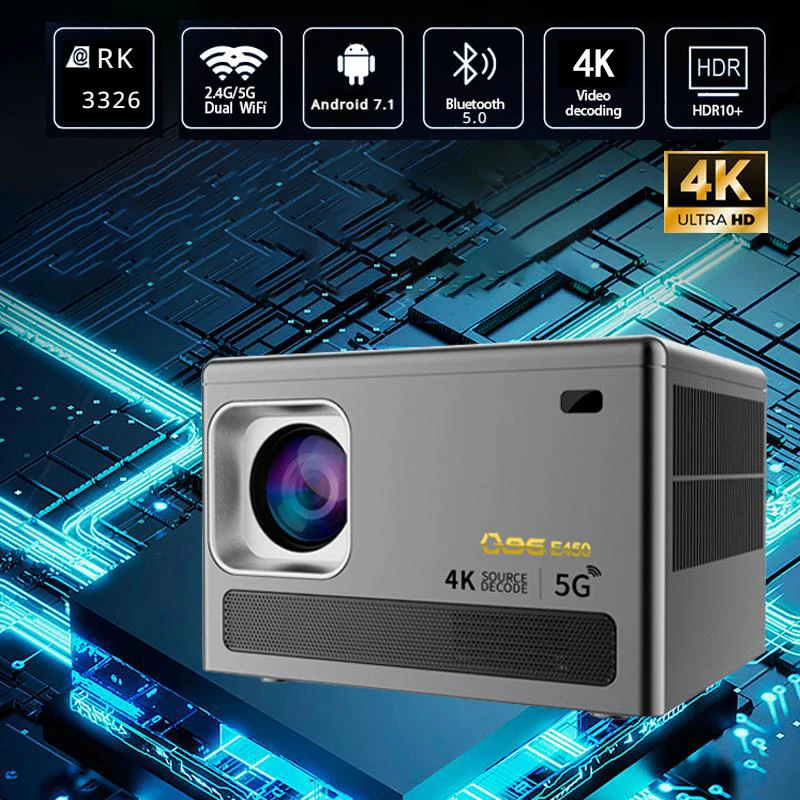 E450 projector HD 4K LED 4000 lumens Wi Fi 4G 5G BT 5.0 Android 7.1 180ANSI Home Theater portable Project